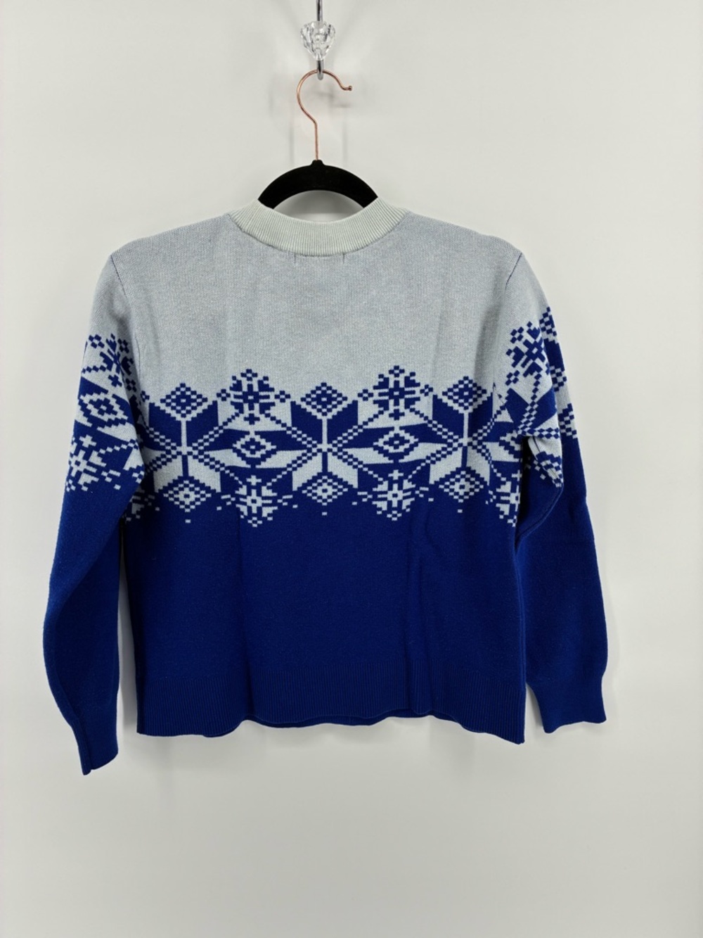 Joe Fresh Blue & Light Gray Fair Isle Crewneck Sweater - Picture 5 of 8